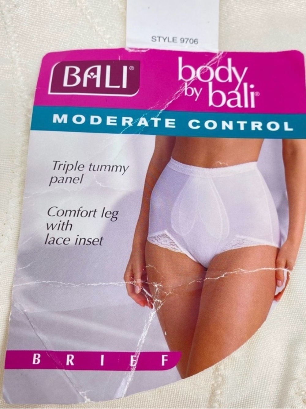 Vtg Bali Brief Second Skin Satin Lace Panty Panties Sz XL Control Style 9706